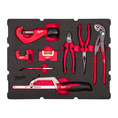 Milwaukee foam inlay geschikt voor alle packout™ gereedschapskoffers met lades voor de loodgieter | 8-delig - 4932493639