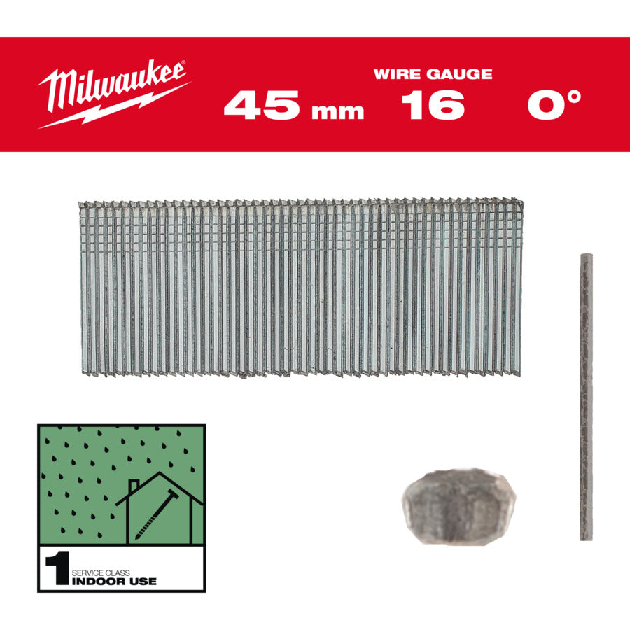 Milwaukee afwerkspijker gegalvaniseerd | 16g | 45mm | sc1 | 2500 stuks - 4932498315