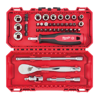 Milwaukee doppenset en ratel | 1 4 four flat™ | 38-delig | packout ready box - 4932498381