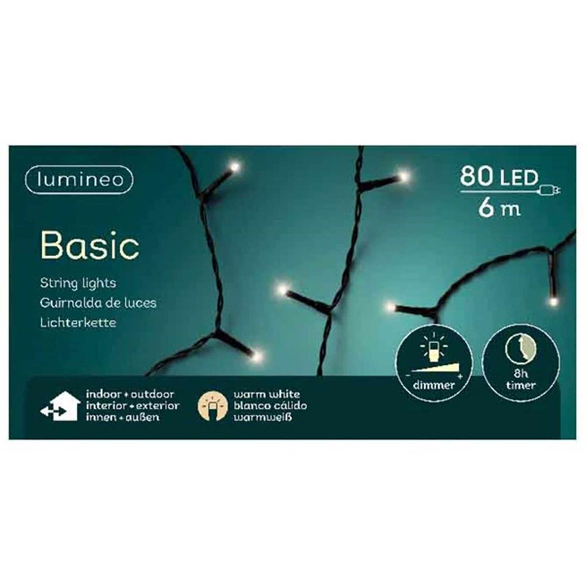 Lumineo kerstverlichting basic 80led warmwit