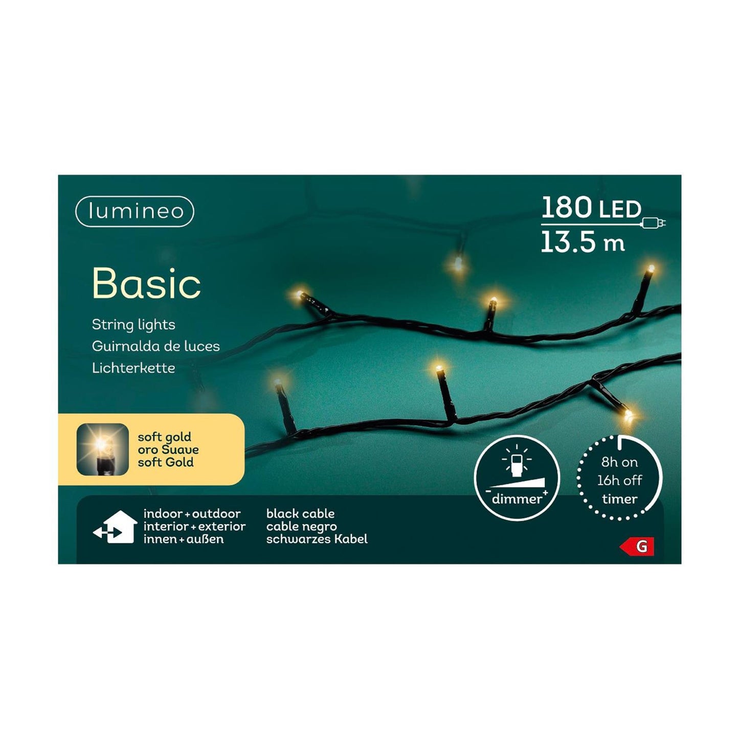 Lumineo basic kerstverlichting 180led champagne