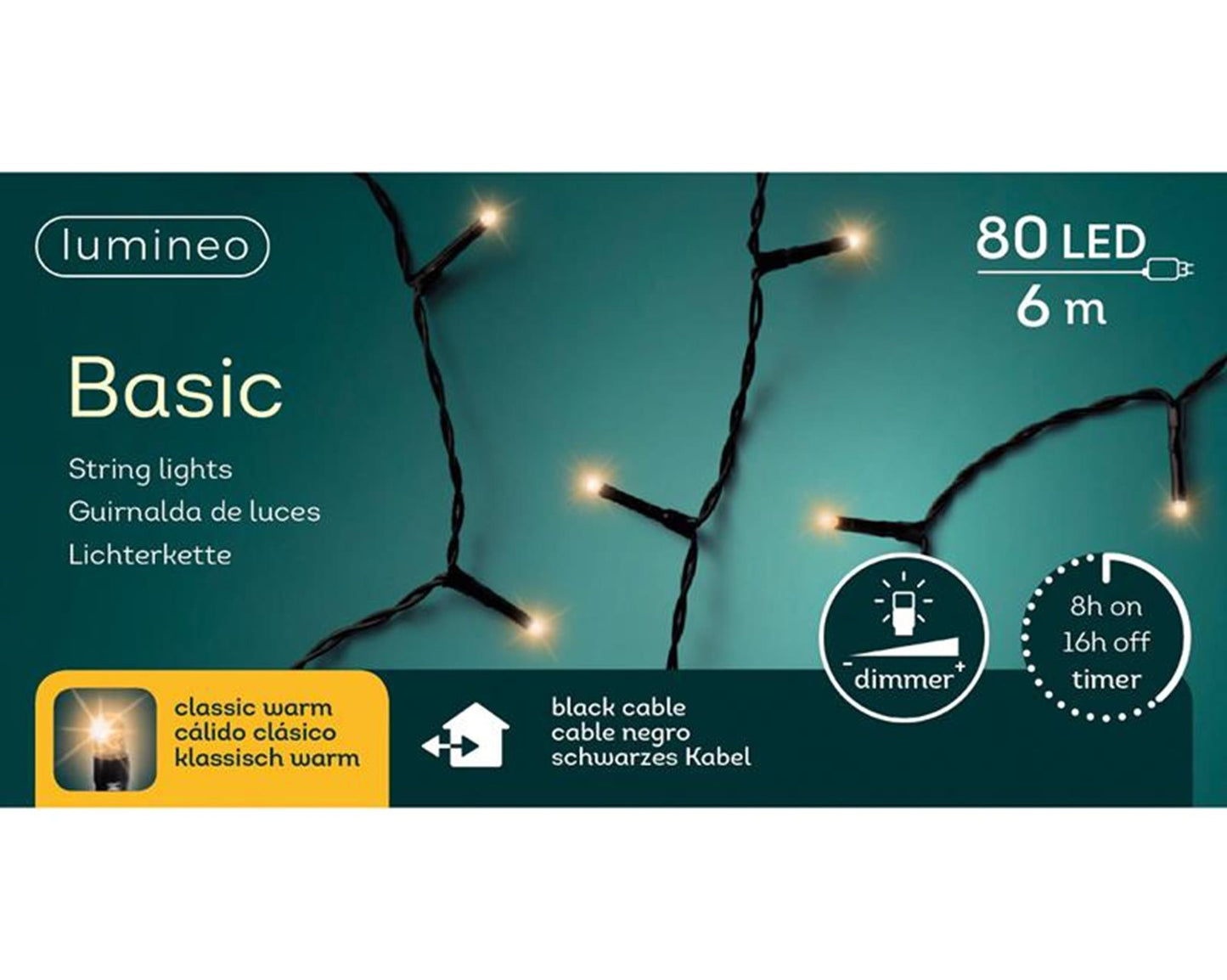 Lumineo kerstverlichting basic 80led classicwarm