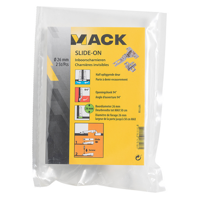 Mack 1071158 - 2 inboorscharnieren slide on 26mm 110° half opliggende deur | 5 stuks
