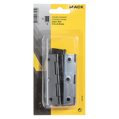 Mack 1071165 - 4 smalle scharnieren zwart h 76 x b 40 mm | 5 stuks