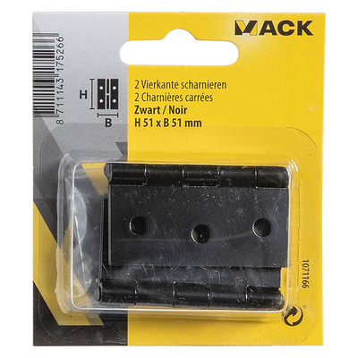 Mack 1071166 - 2 vierkante scharnieren zwart h 51 x b 51 mm | 5 stuks