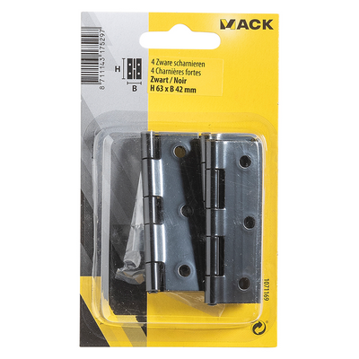 Mack 1071169 - 4 zware scharnieren zwart h 63 x b 42 mm | 5 stuks