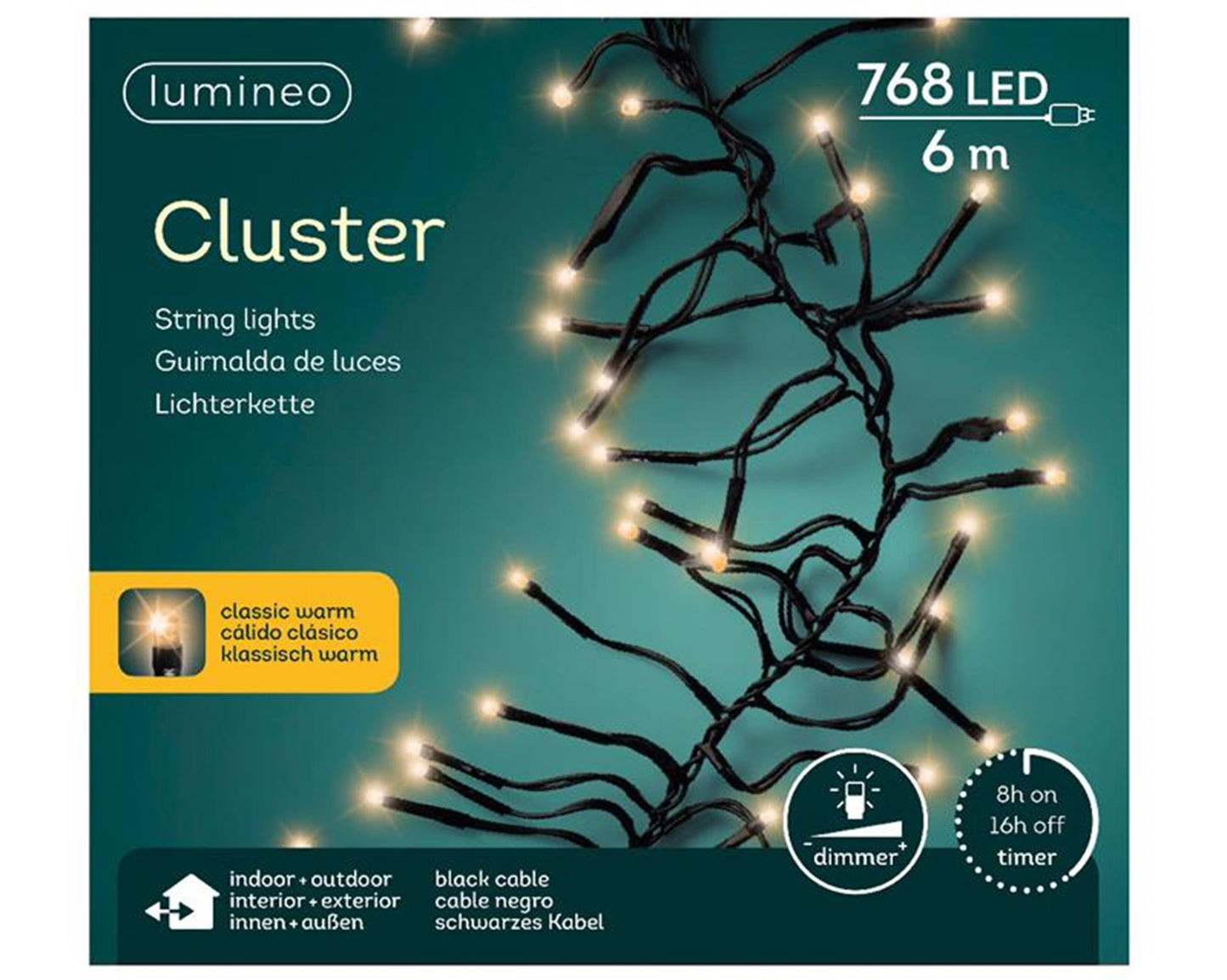 Lumineo kerstverlichting led cluster 768l 6m