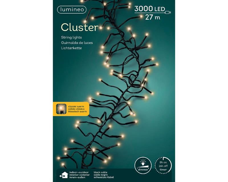Lumineo kerstverlichting led cluster 3000l 27m