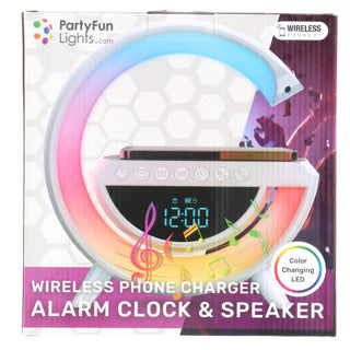 No brand wekkerradio + tel.oplader + speaker 23x23,5x8,4 cm