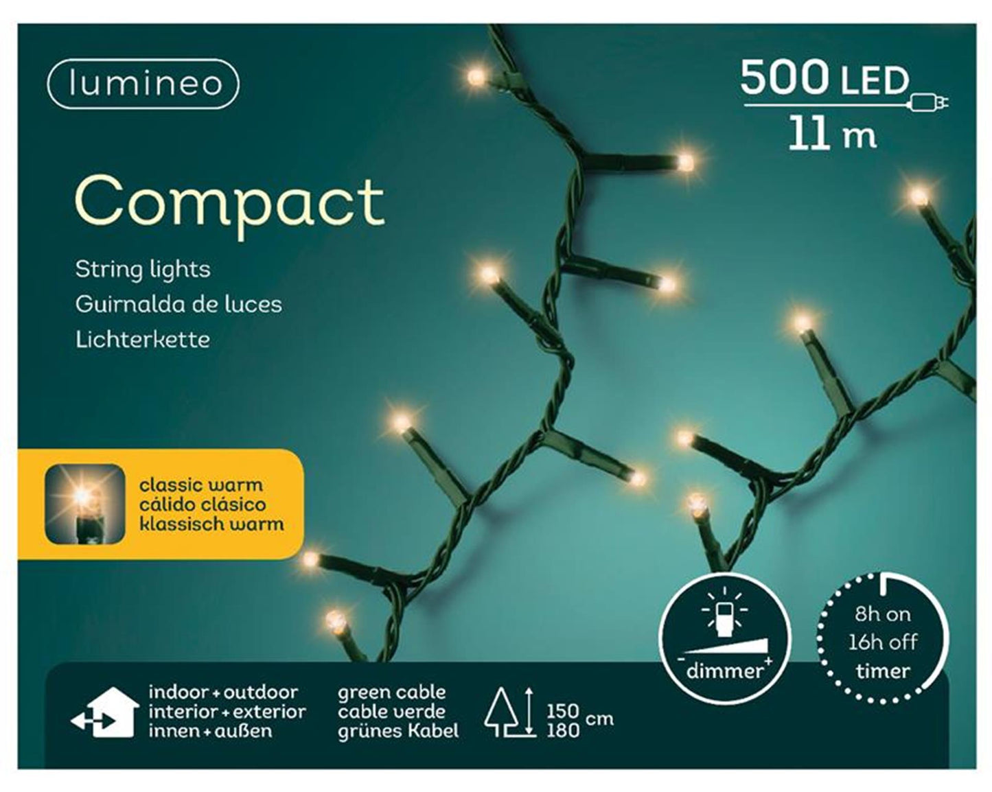 Lumineo led-verlichting compact lights buiten 500 lampen 11 meter