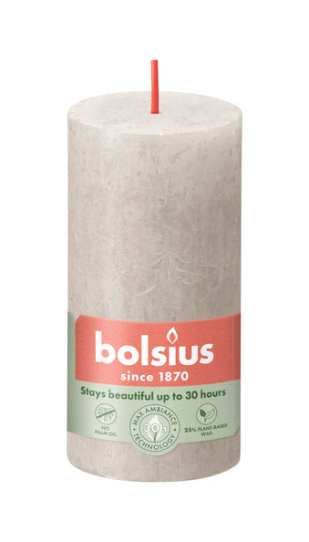 Bolsius rustiek stompkaars sandy grey ø50x100 mm 30 uur (8 stuks)