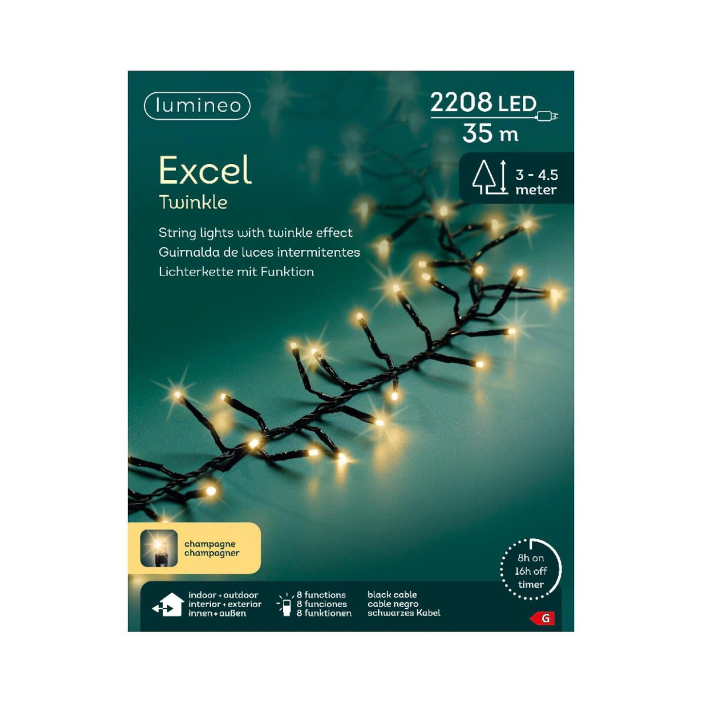 Lumineo excel twinkel 2208 led champagne