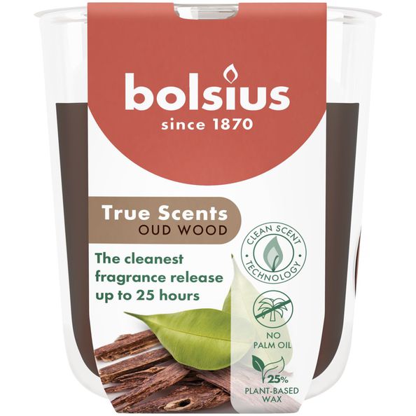 Bolsius geurglas true scents oud wood ø73x80 mm 25 uur (6 stuks)
