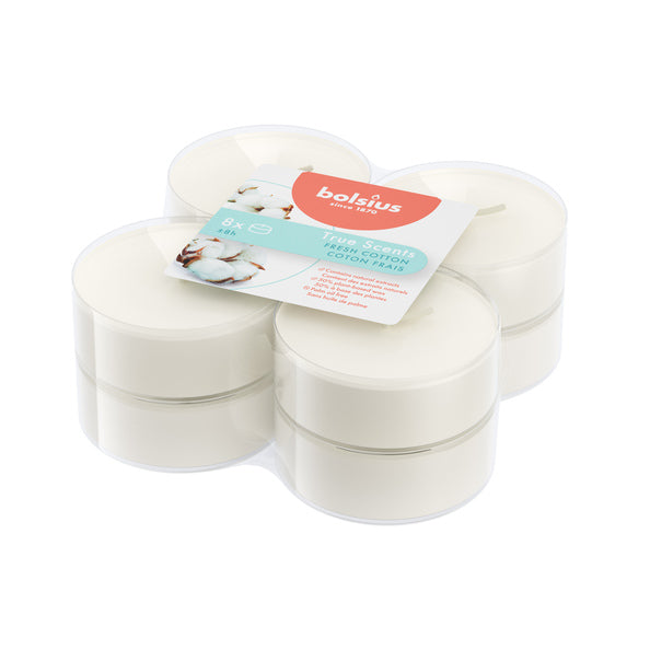 Bolsius maxilichten true scents fresh cotton ø58x24 mm 8 uur (6x 8 stuks)