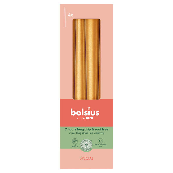 Bolsius gotische kaarsen metallic golden orange ø24x245mm 7 uur (24x)