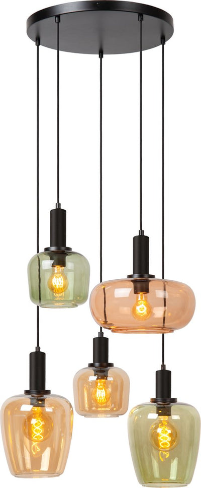 Lucide ilona - hanglamp - 5xe27 - zwart