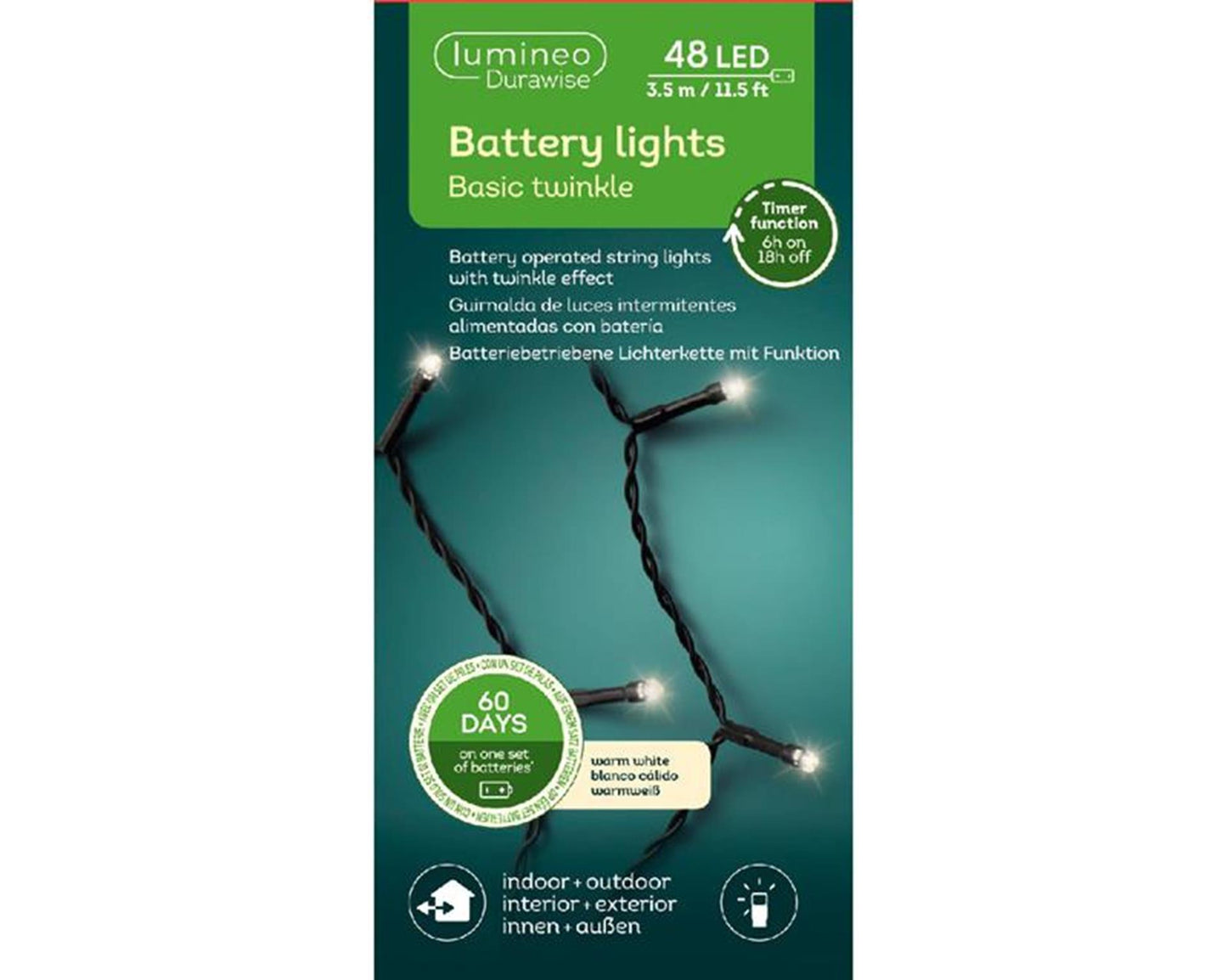 Lumineo batterijverlichting durawise 48l warmwit