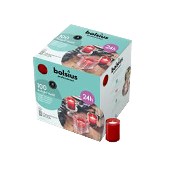 Bolsius relight navulling rood ø52x64 mm 24 uur (100 stuks)
