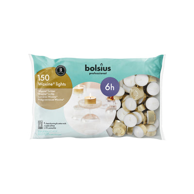Bolsius professional waxine lichten wit 6 branduren (150 stuks)