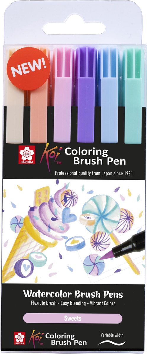 Sakura koi coloring brush pen set sweets | 6 kleuren