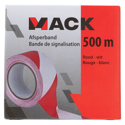 Mack 1072134 - afsperband rood wit doos 75mm x 500m - 35 micron | 3 stuks