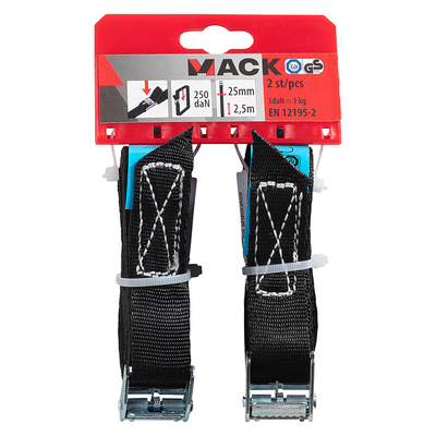 Mack 1072103 - 2 spanbanden met veerklem 25mm - 2,5m max250kg | 3 stuks