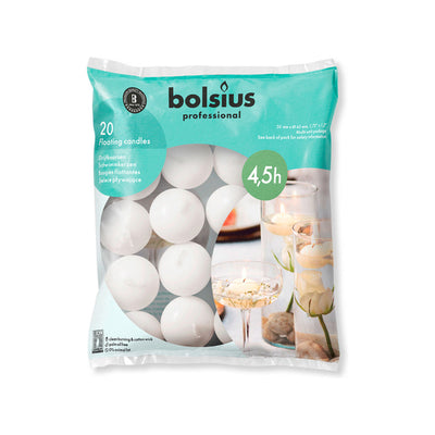 Bolsius prof drijfkaarsen wit (20 stuks)
