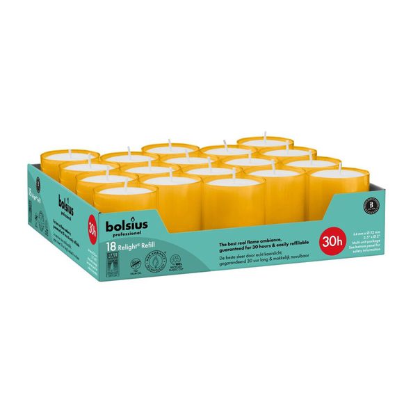Bolsius professional relight navullingen amber ø52x64mm 30 uur (72x)