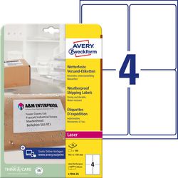 Adresetiketten avery wit 100 stuks weerbestendig