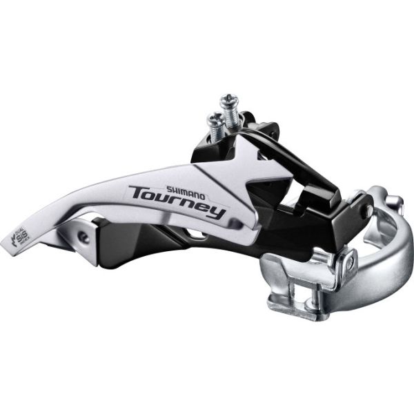 Shimano voorderailleur 3 x 6 7-speed tourney fd-ty510 top swing dual pull - lage klem - 42t (66-69°) - zwart zilver