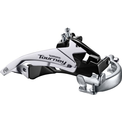 Shimano voorderailleur 3 x 6 7-speed tourney fd-ty510 top swing dual pull - lage klem - 42t (66-69°) - zwart zilver