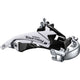 Shimano voorderailleur 3 x 6 7-speed tourney fd-ty510 top swing dual pull - lage klem - 42t (66-69°) - zwart zilver