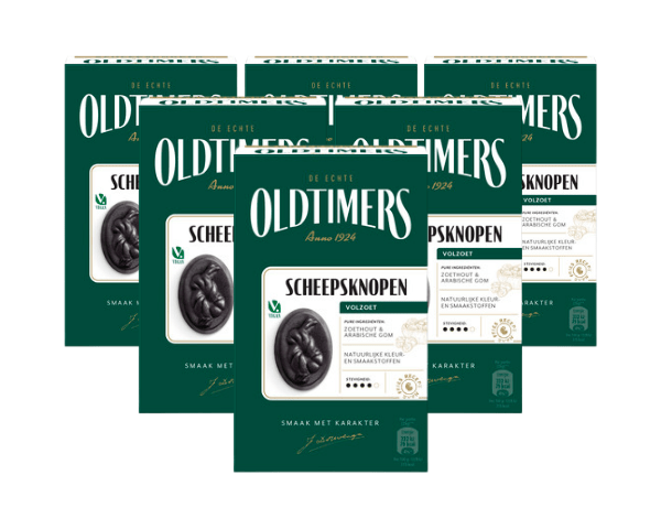 Oldtimers - drop - scheepsknopen - 6 doosjes - 235 gram