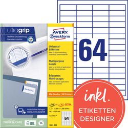 Multifunctionele etiketten avery wit 12800 stuks