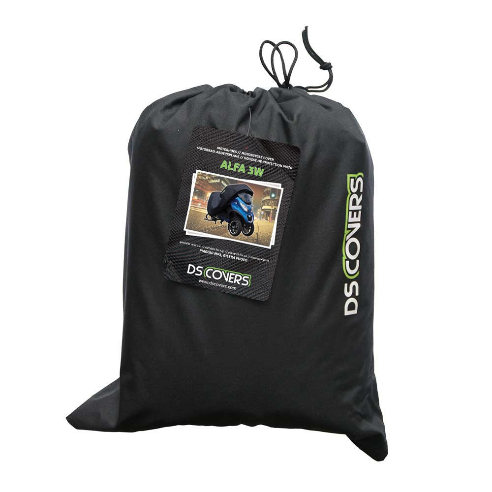 Ds covers Motorhoes ALFA 3W met ruimte voor topkoffer zwart