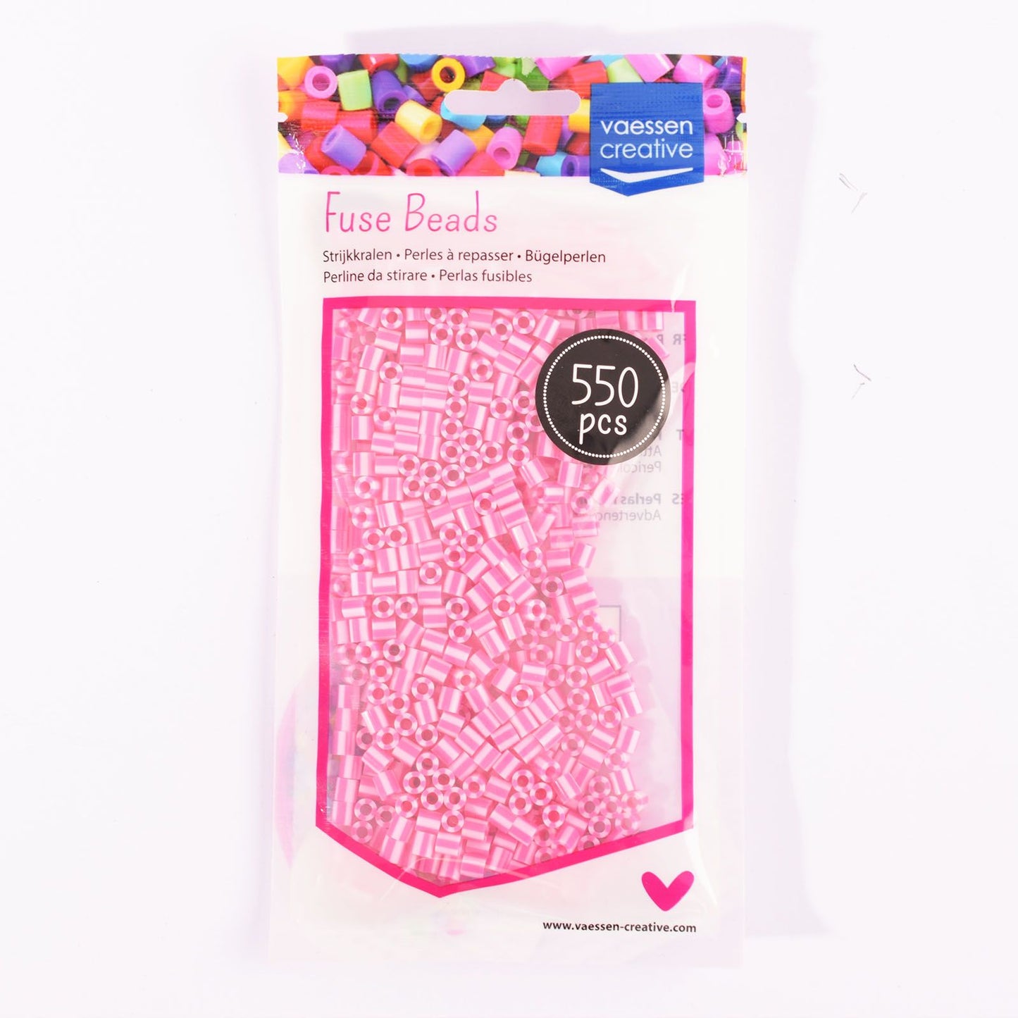 Vaessen creative • strijkkralen tweekleurig roze-fuchsia 550st.