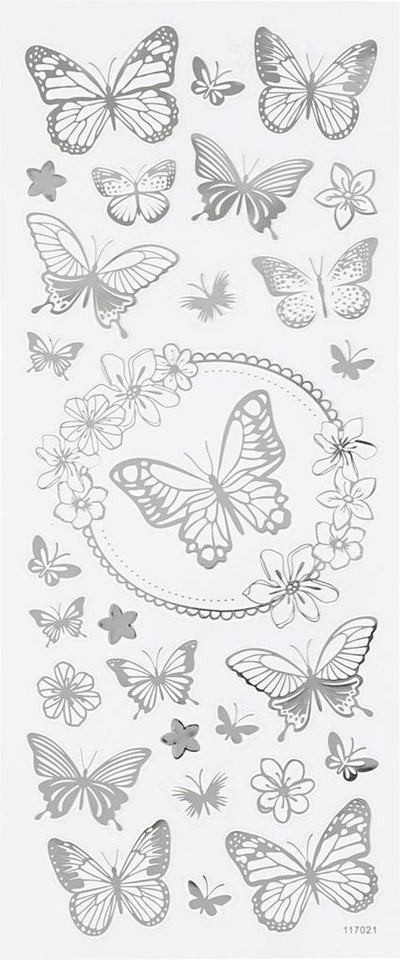 Creativ company creotime stickers vlinder zilver 10 x 24 cm 28-delig