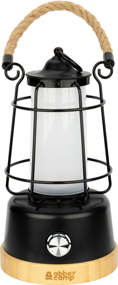 Abbey camp retro oplaadbare led lantaarn - malmö-235 - zwart
