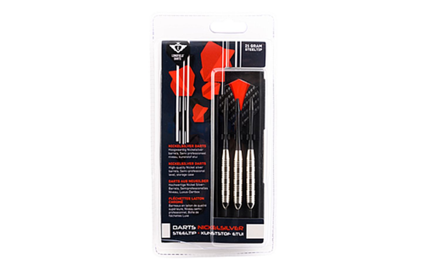 Longfield darts nickelsilver steeltip 24 gram in kunststof etui