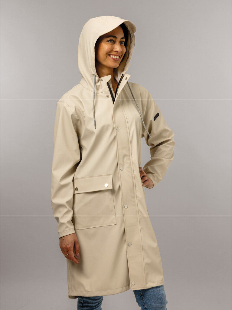 Mirage regenjas rainfall trenchcoat - maat l - gemaakt van polyester soft touch - off white