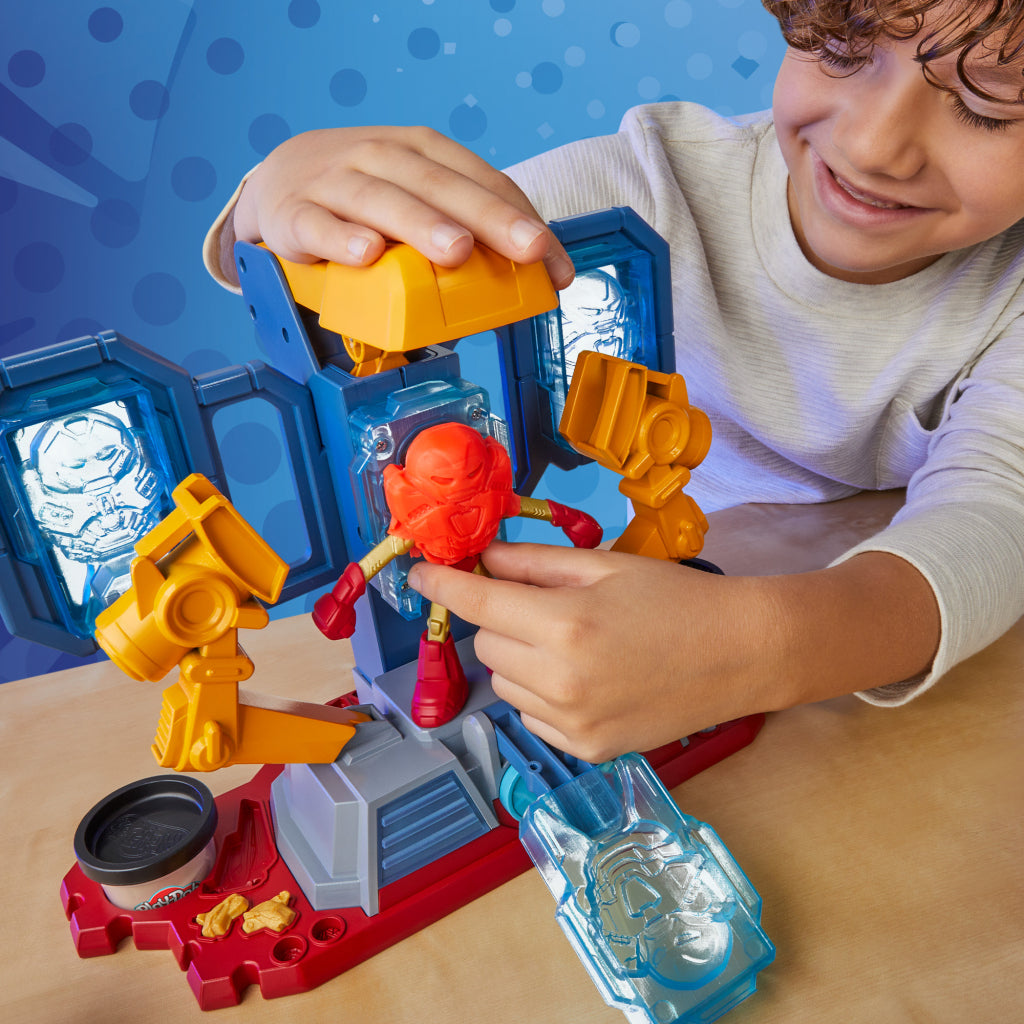 Play-doh marvel iron man harnas laboratorium speelset - boetseerklei - inclusief iron man figuur