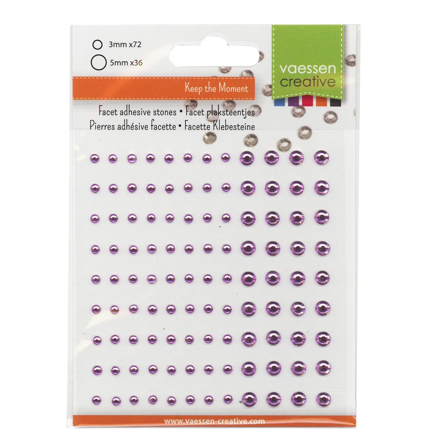 Vaessen creative • strass steentjes half zelfklevend 3+5mm 108pcs lichtroze