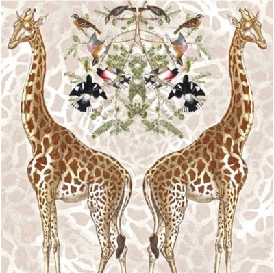 Kaart+envelop giraffe. 16x16 cm