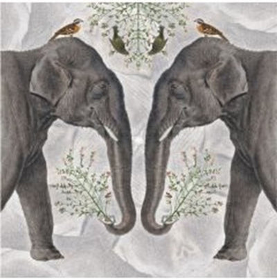 Kaart+envelop indian olifant. 16x16 cm