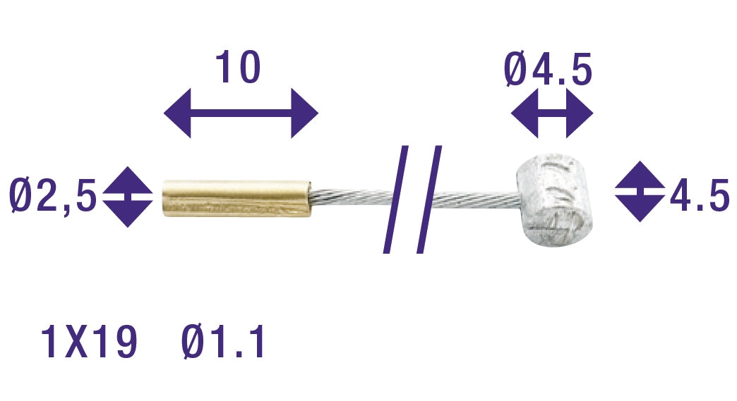 Elvedes versnellings binnenkabel s.a. 2-nippels 6451