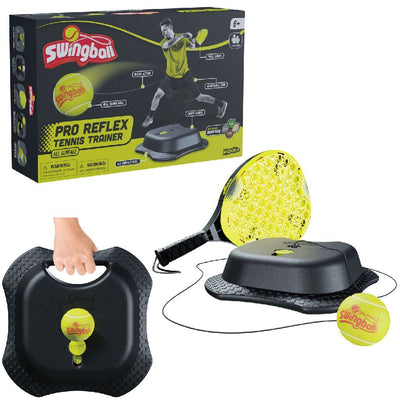 Mookie toys swingball reflex tennis pro - tennistrainer pro met all surface basis - zwart geel