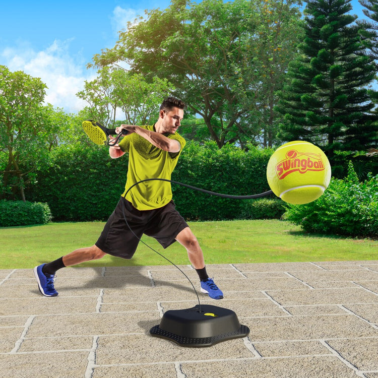 Mookie toys swingball reflex tennis pro - tennistrainer pro met all surface basis - zwart geel
