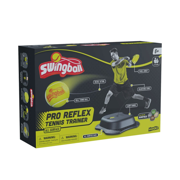 Mookie toys swingball reflex tennis pro - tennistrainer pro met all surface basis - zwart geel