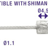 Schakel binnenkabels Elvedes 2250mm RVS ø1,1mm Shimano N-nippel ø4,5 × 4,5 (100 stuks)