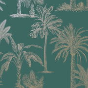 Dutch wallcoverings behang tropical trees teal en zilverkleurig - afbeelding 2